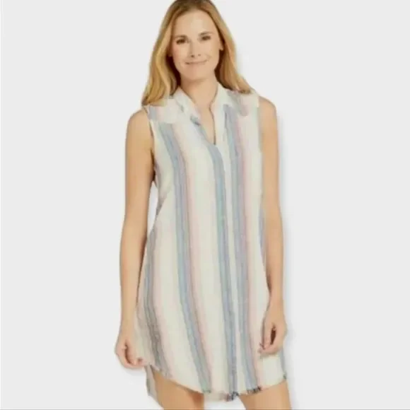 Anthropologie cloth and stone Linen Shirt Dress Size Medium